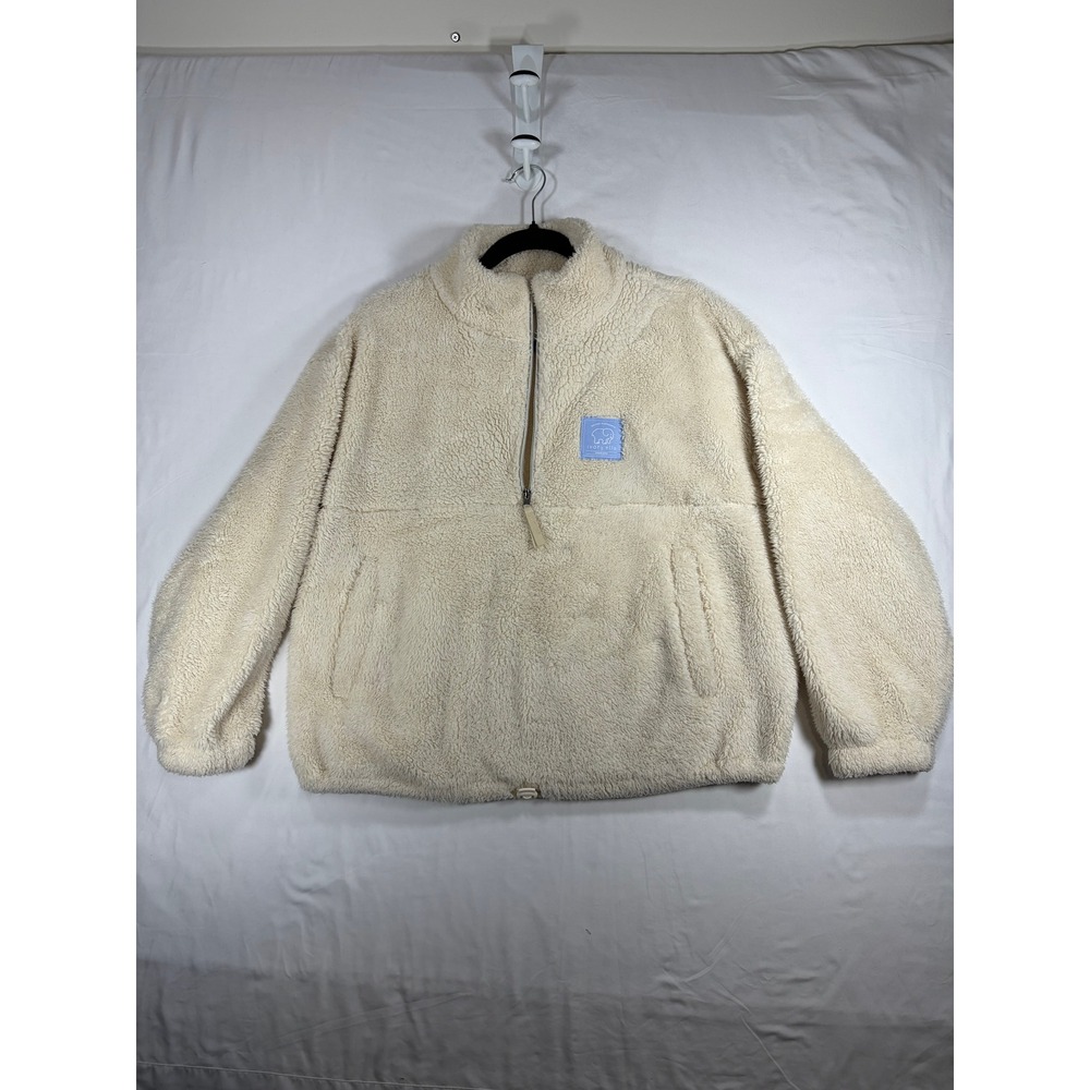 Ivory Ella Sherpa Pullover Women Small Cream Excellent Quarter Zip Fleece Logo
